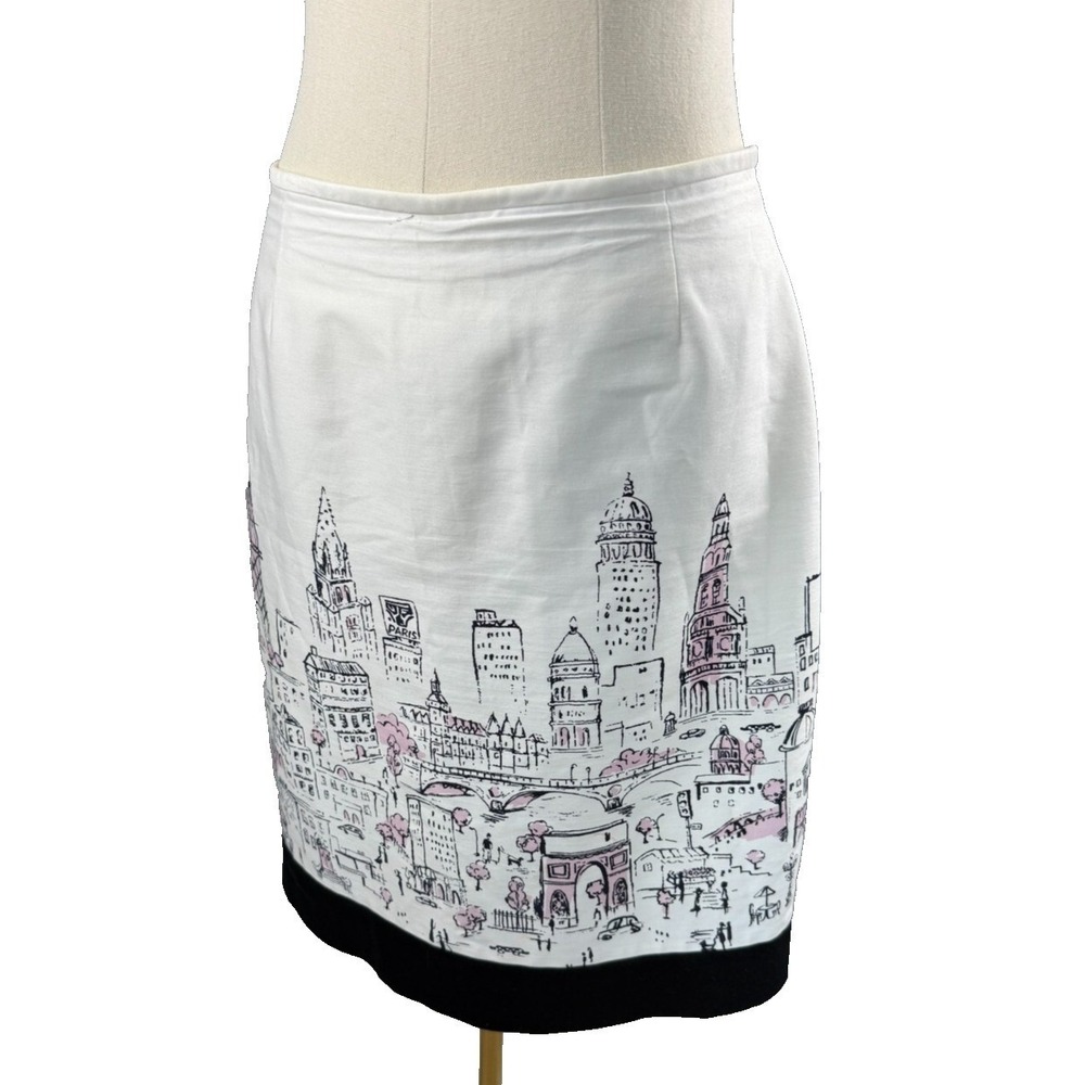 Tahari Arthur S. Levine Paris Cityscape Pencil Skirt White Womens Size 8
